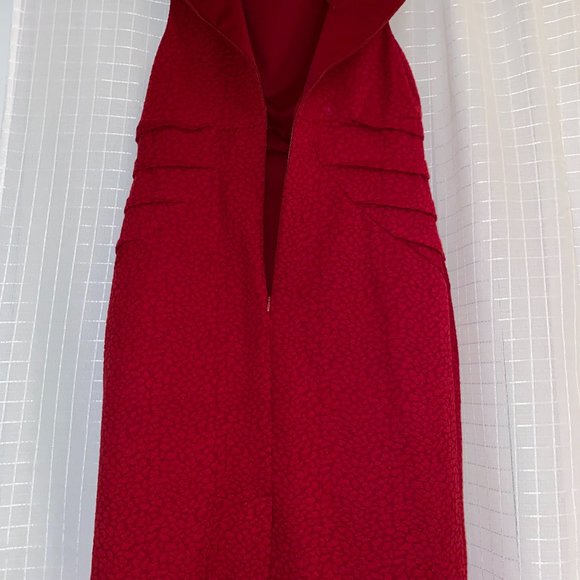 Adrianna Papell Red Sleeveless Textured Layered Dress - Picture 1 of 6